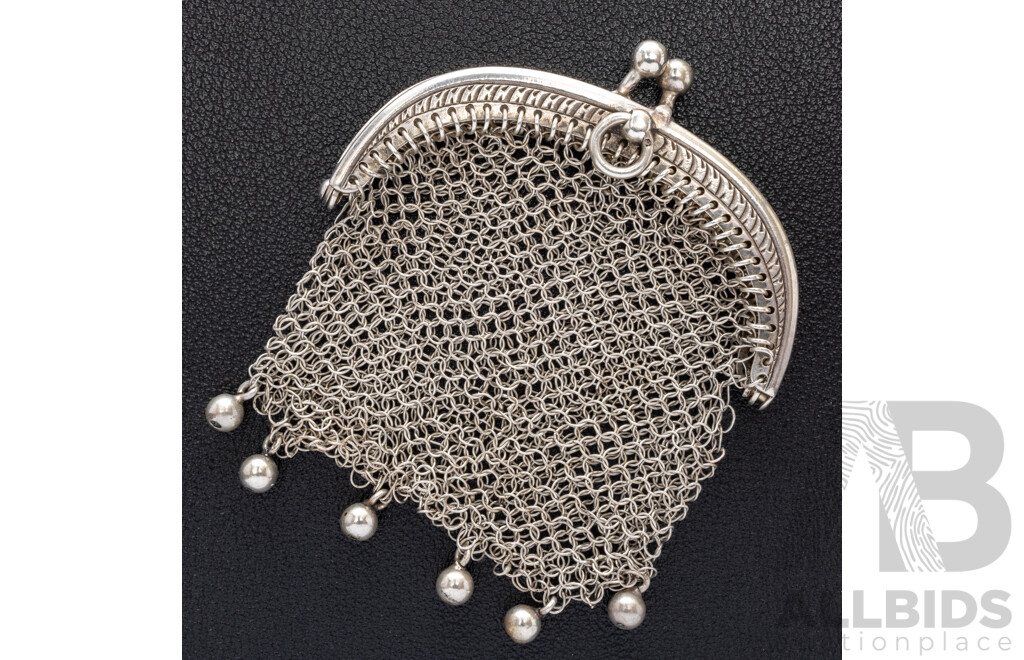 Antique Silver French Church/change Purse for a Chatelaine, 65mm, 16.87 Grams