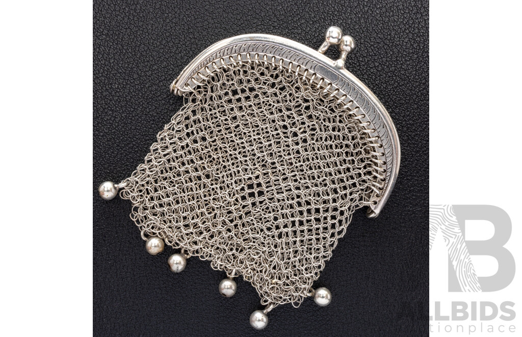 Antique Silver French Church/change Purse for a Chatelaine, 65mm, 16.87 Grams