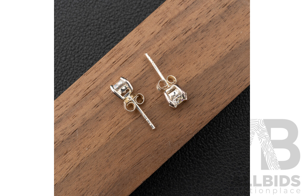 Sterling Silver Topaz & Amethyst Pendants on Chain, SS CZ Stud Earrings, 9.93 Grams - as New