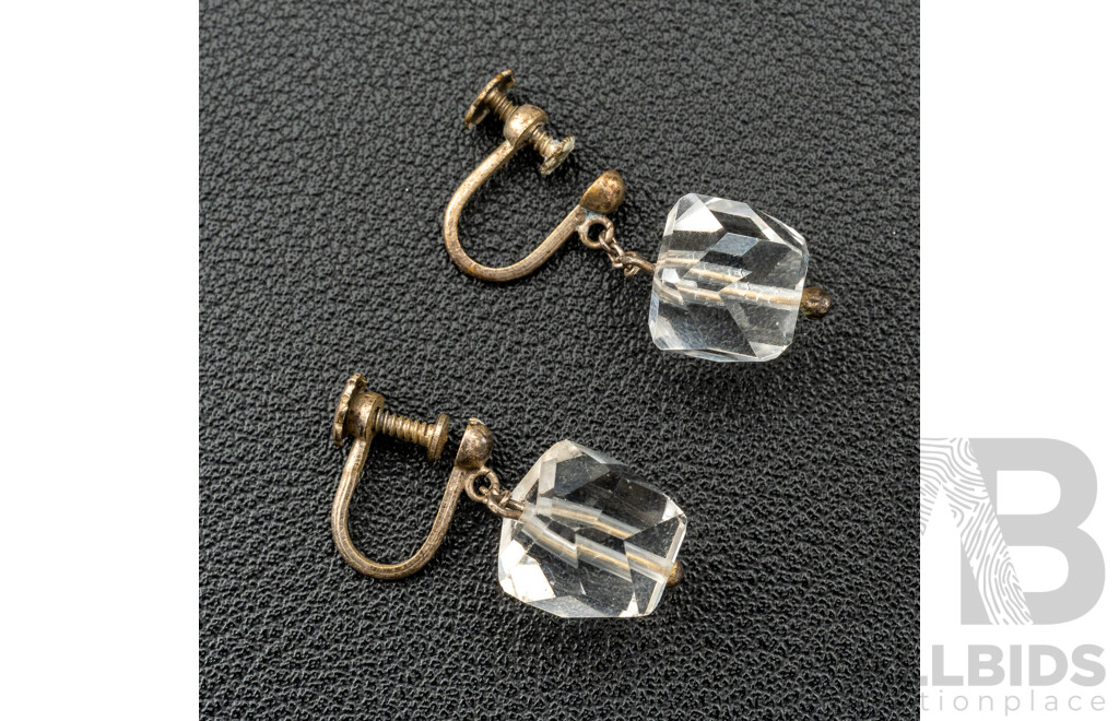 Vintage (2) Austrian Crystal Necklaces, 40/44cm, with Matching Screwback Clip on Crystal Drop Earrings