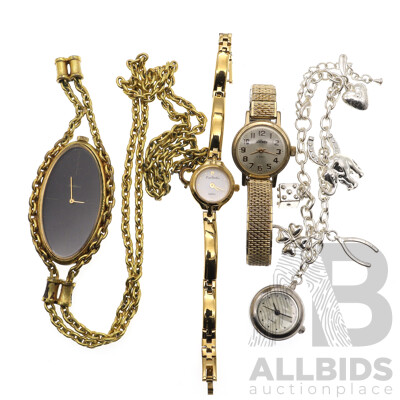 Collection of Vintage Ladies Watches Including Pierre Cardin, Sekonda, Pendant and Charm Bracelet Watches