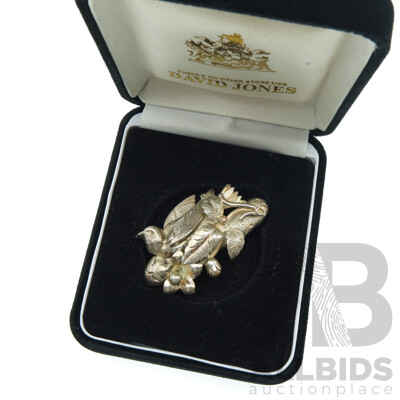 Beautiful Vintage Silver Bird Brooch by David Jones, 50mm X 30mm, 8.42 Grams