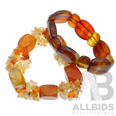 Natural Gemstone Carnelian Bracelet with Agate Tablet Style Bracelet