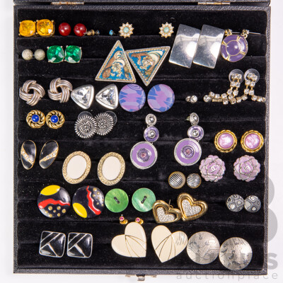 Assorted Vintage (28) Pairs of Stud Earrings in Display Box