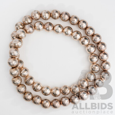 Bianca 950 Italian Sterling Silver Beaded Necklace with Magnetic Clasp, 50cm, 48.0 Grams