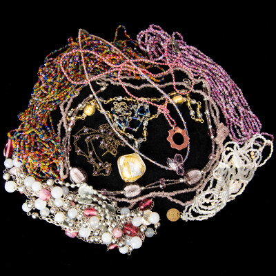 Lovely Collection of Various Art Glass Beaded Necklaces in Pastel Tones