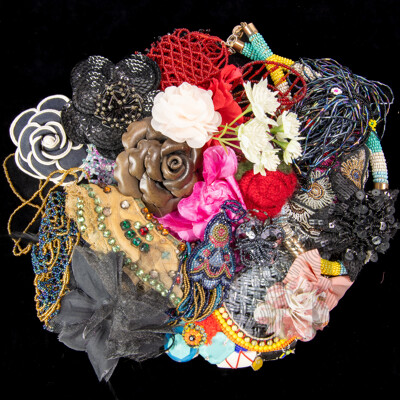 Vintage Collection of Hand Beaded Collars, Jewellery Items and Fabric Brooches