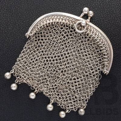 Antique Silver French Church/change Purse for a Chatelaine, 65mm, 16.87 Grams