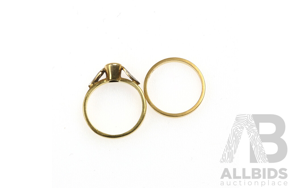 18ct Diamond Ring Est TDW 0.20ct, Size I and 18ct Wedding Ring Size I, 4.2 Grams
