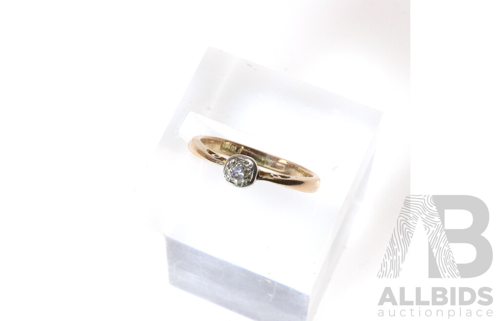9ct Vintage Old Mine Cut Diamond Ring, Size L, 1.35 Grams