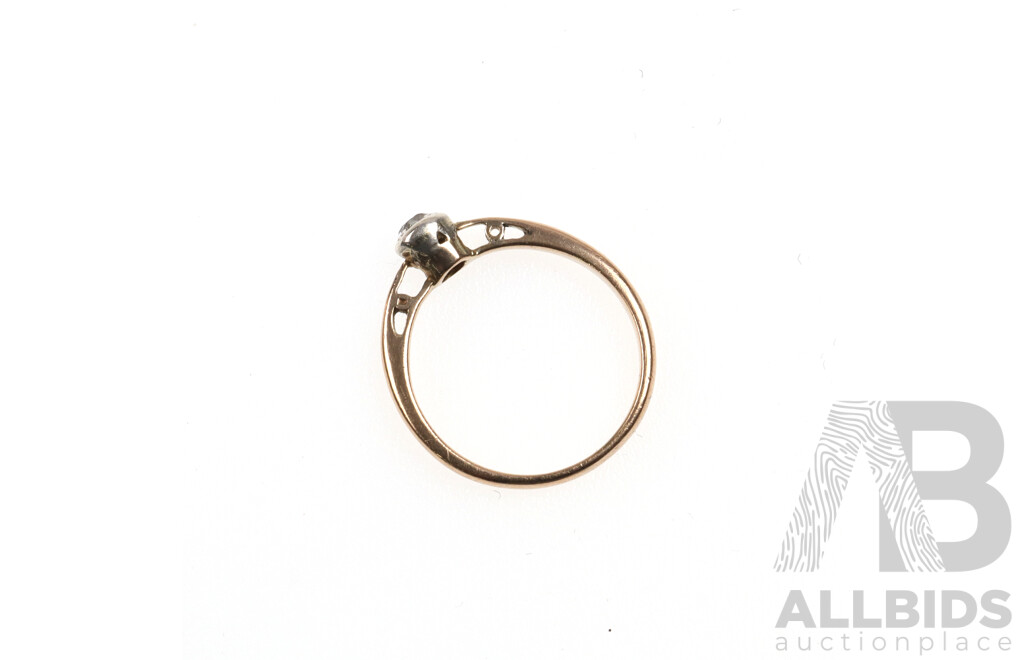 9ct Vintage Old Mine Cut Diamond Ring, Size L, 1.35 Grams