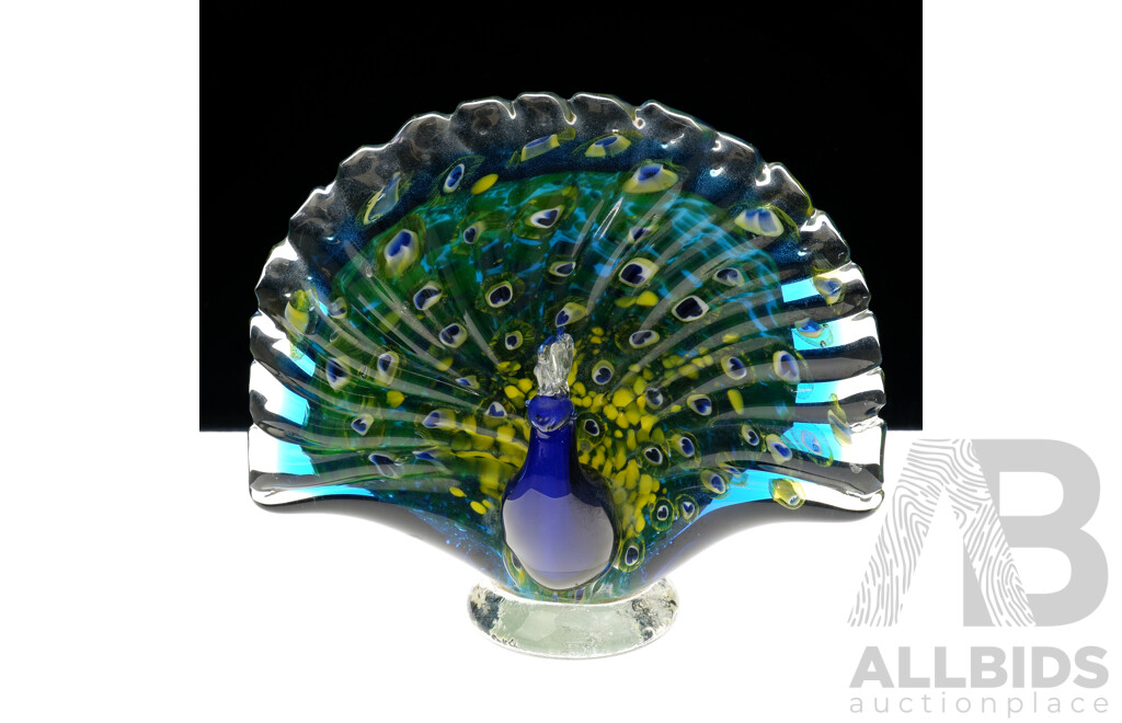 Retro Murano Glass Style Peacock Figure