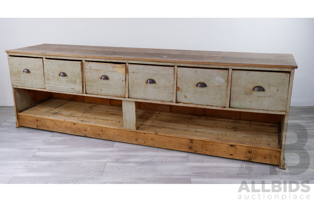 Large Antique Timber Shop Counter