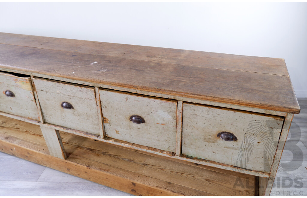 Large Antique Timber Shop Counter