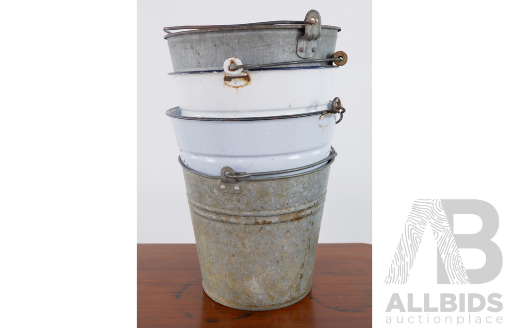 Collection of Vintage Garden Pails