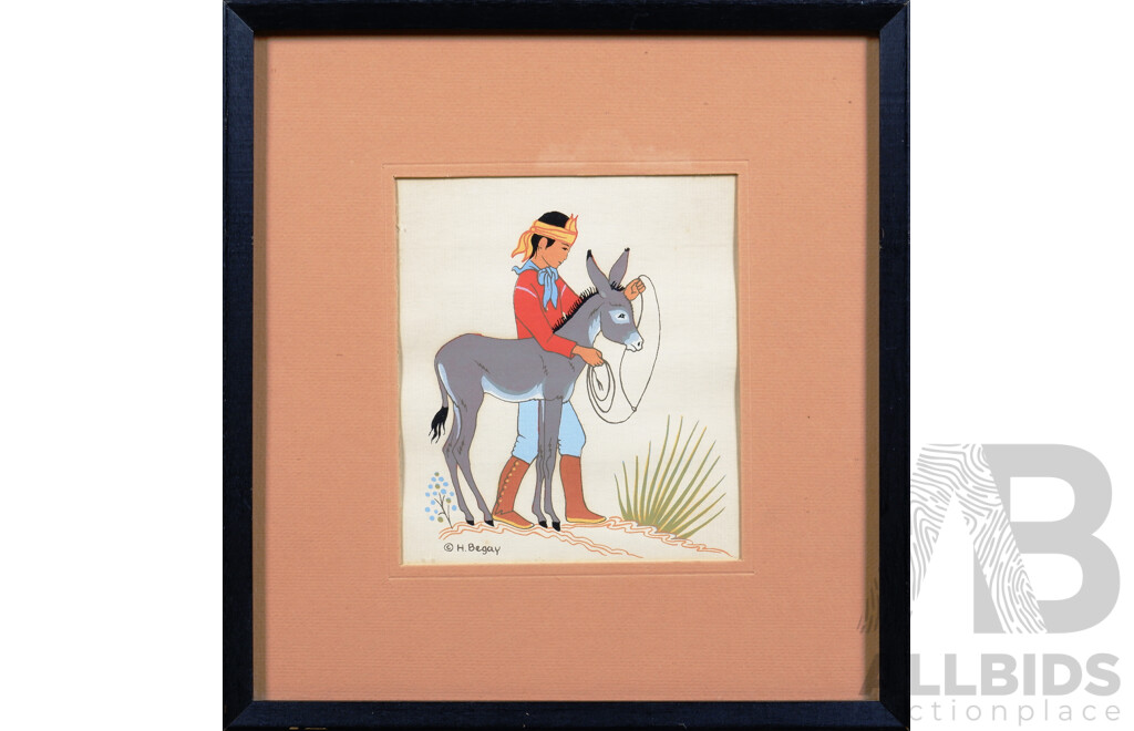 Harrison Begay (Haashké Yah Nìyà) (1917-2012, Native American), 'Boy with Donkey', 'Girl with Lambs' & 'Boy with a Bow', Screenprint (3)