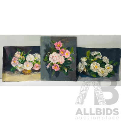 Jean Apthorpe, Camellias, Oil on Canvas and Board (3)
