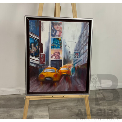 E. Dubois, Times Square - New York City, Mixed Media on Canvas