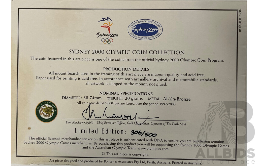 L10 - Olympic Aquatic Commemorative Coins (Framed)