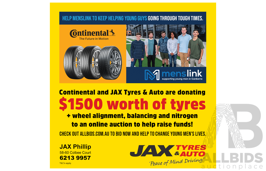 L15 - JAX Tyres Phillip - $1500 Continental Tyres Voucher