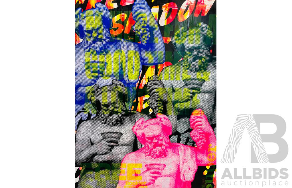 LIVE AUCTION ITEM #11  Artwork by Angus Comyns  "I'm Here For A Good Time & A Long Time"