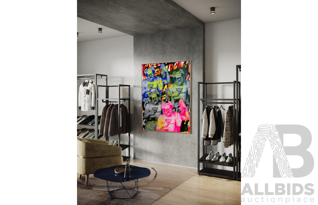 LIVE AUCTION ITEM #11  Artwork by Angus Comyns  "I'm Here For A Good Time & A Long Time"