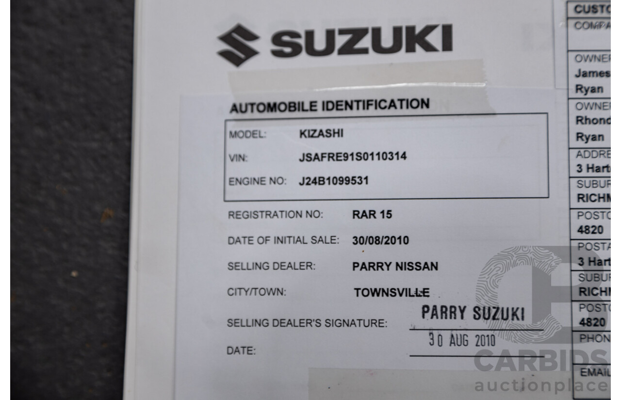 08/2010 Suzuki Kizashi Sport (AWD) FR 4d Sedan Red 2.4L