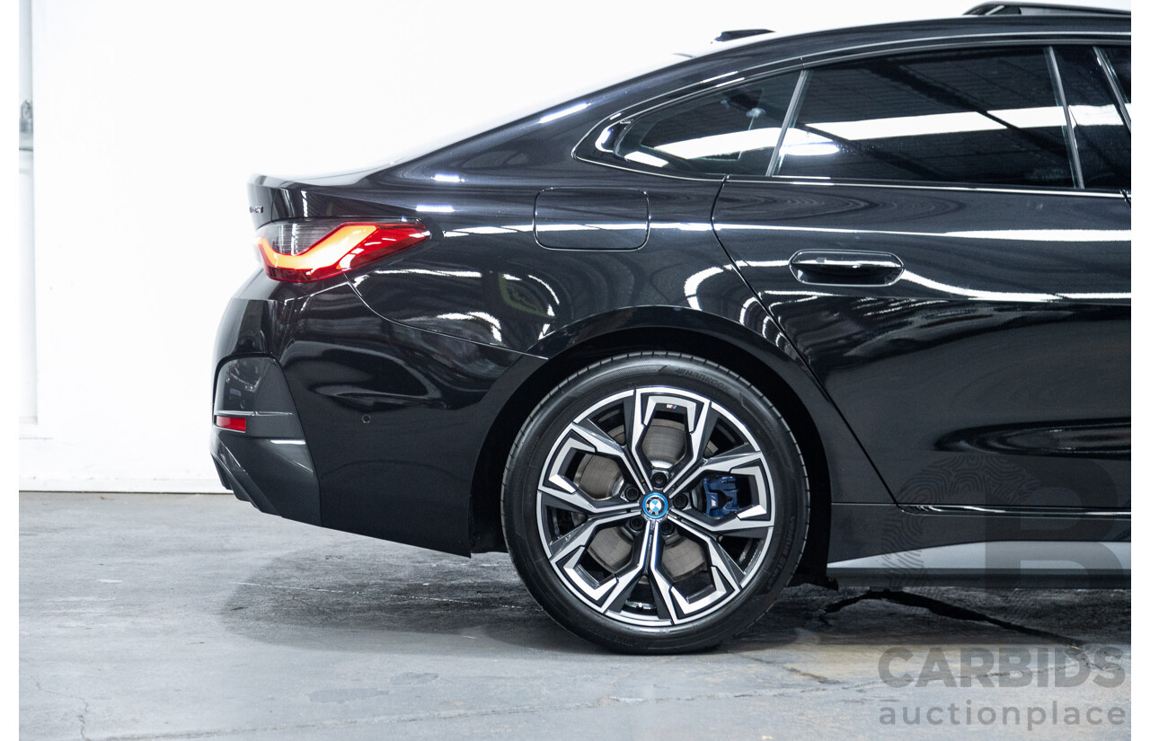 05/2022 BMW i4 eDrive40i M-Sport Gran Coupe G26 4D Coupe Black Sapphire Metallic Electric EV 250kw