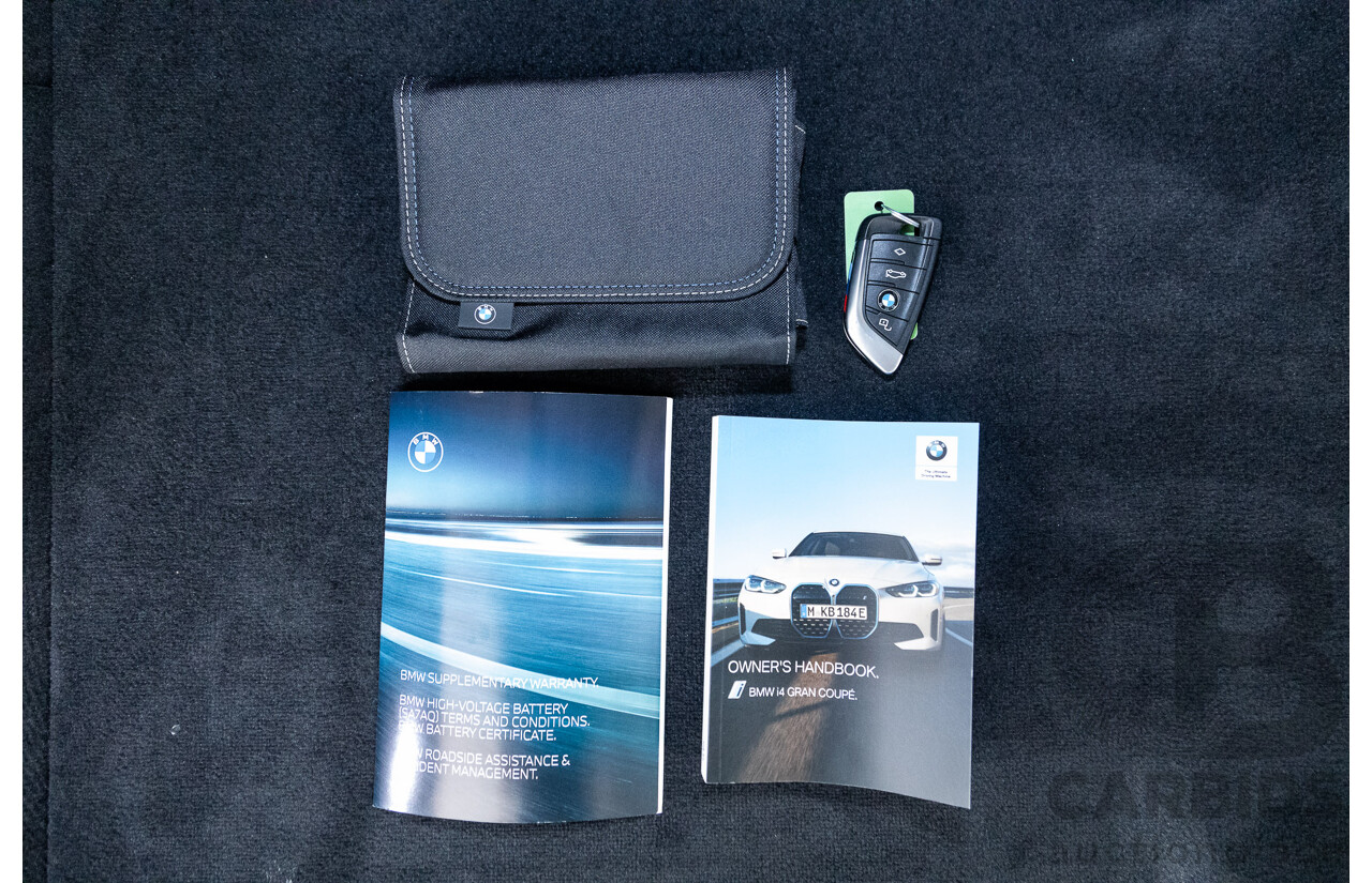 05/2022 BMW i4 eDrive40i M-Sport Gran Coupe G26 4D Coupe Black Sapphire Metallic Electric EV 250kw