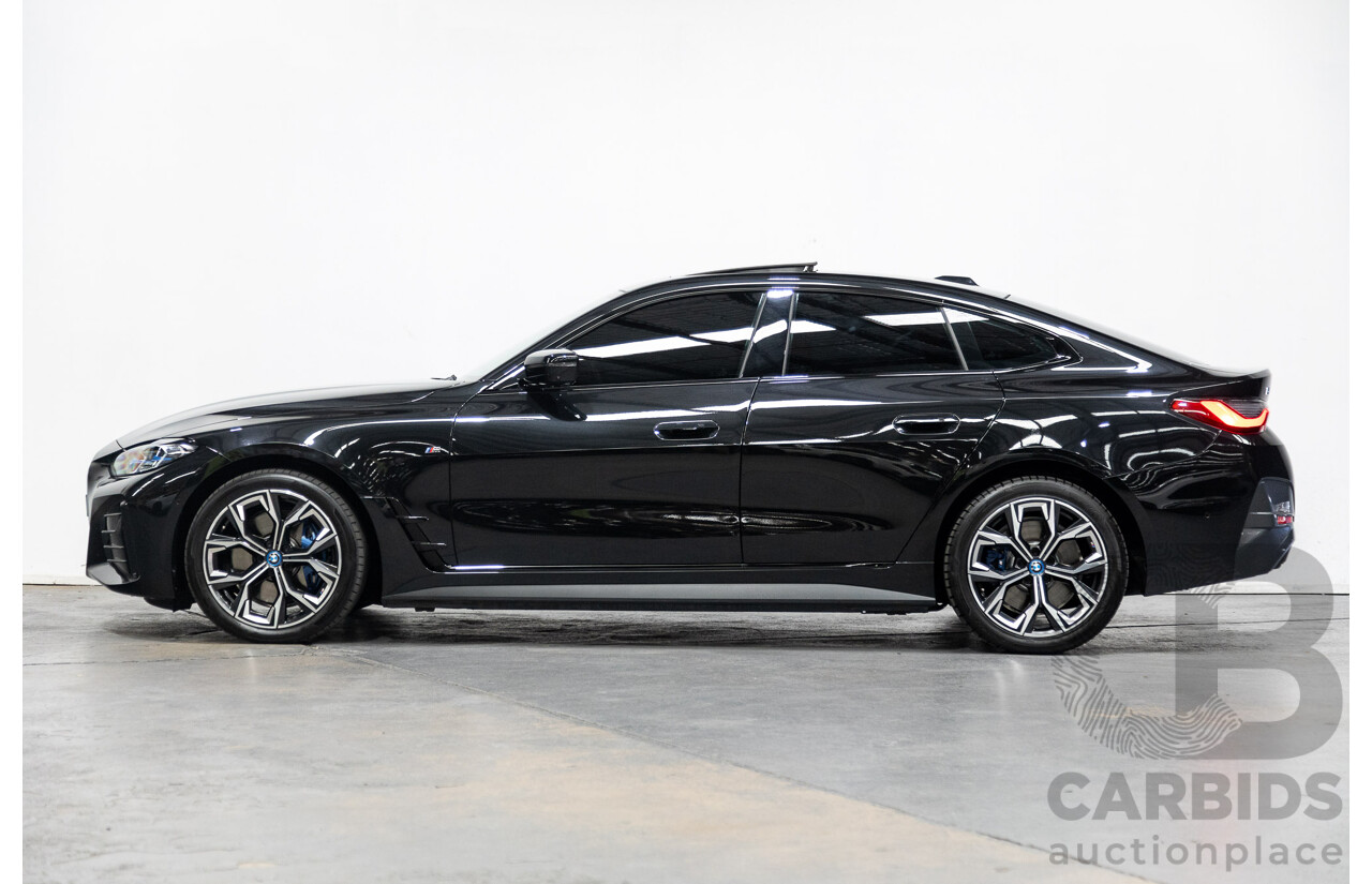 05/2022 BMW i4 eDrive40i M-Sport Gran Coupe G26 4D Coupe Black Sapphire Metallic Electric EV 250kw