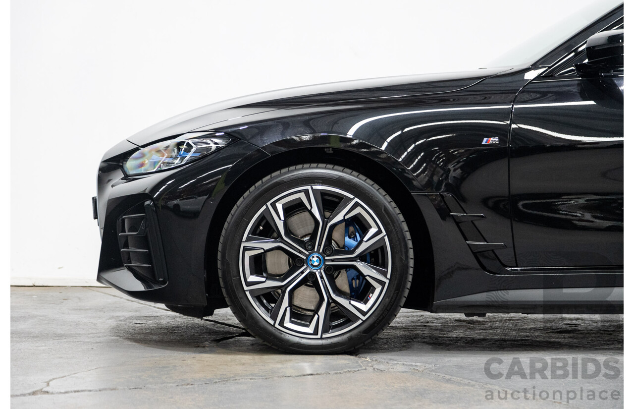 05/2022 BMW i4 eDrive40i M-Sport Gran Coupe G26 4D Coupe Black Sapphire Metallic Electric EV 250kw