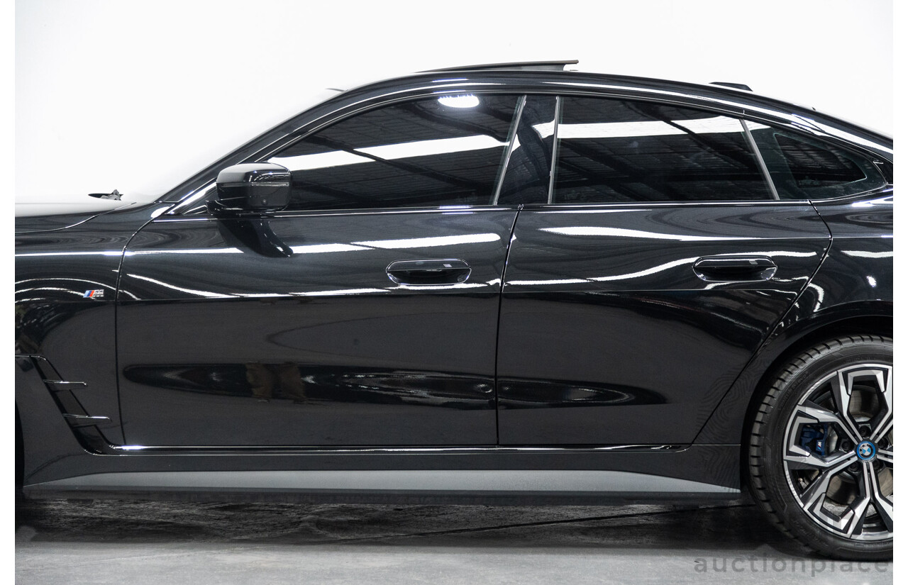05/2022 BMW i4 eDrive40i M-Sport Gran Coupe G26 4D Coupe Black Sapphire Metallic Electric EV 250kw