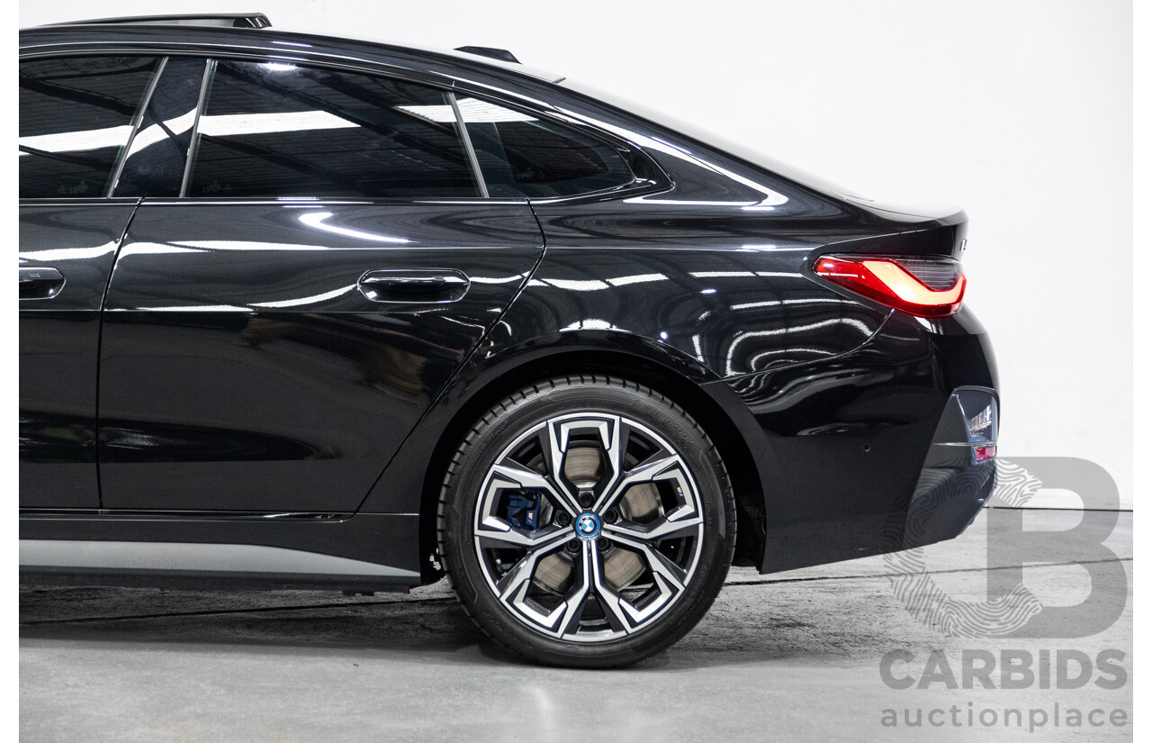 05/2022 BMW i4 eDrive40i M-Sport Gran Coupe G26 4D Coupe Black Sapphire Metallic Electric EV 250kw