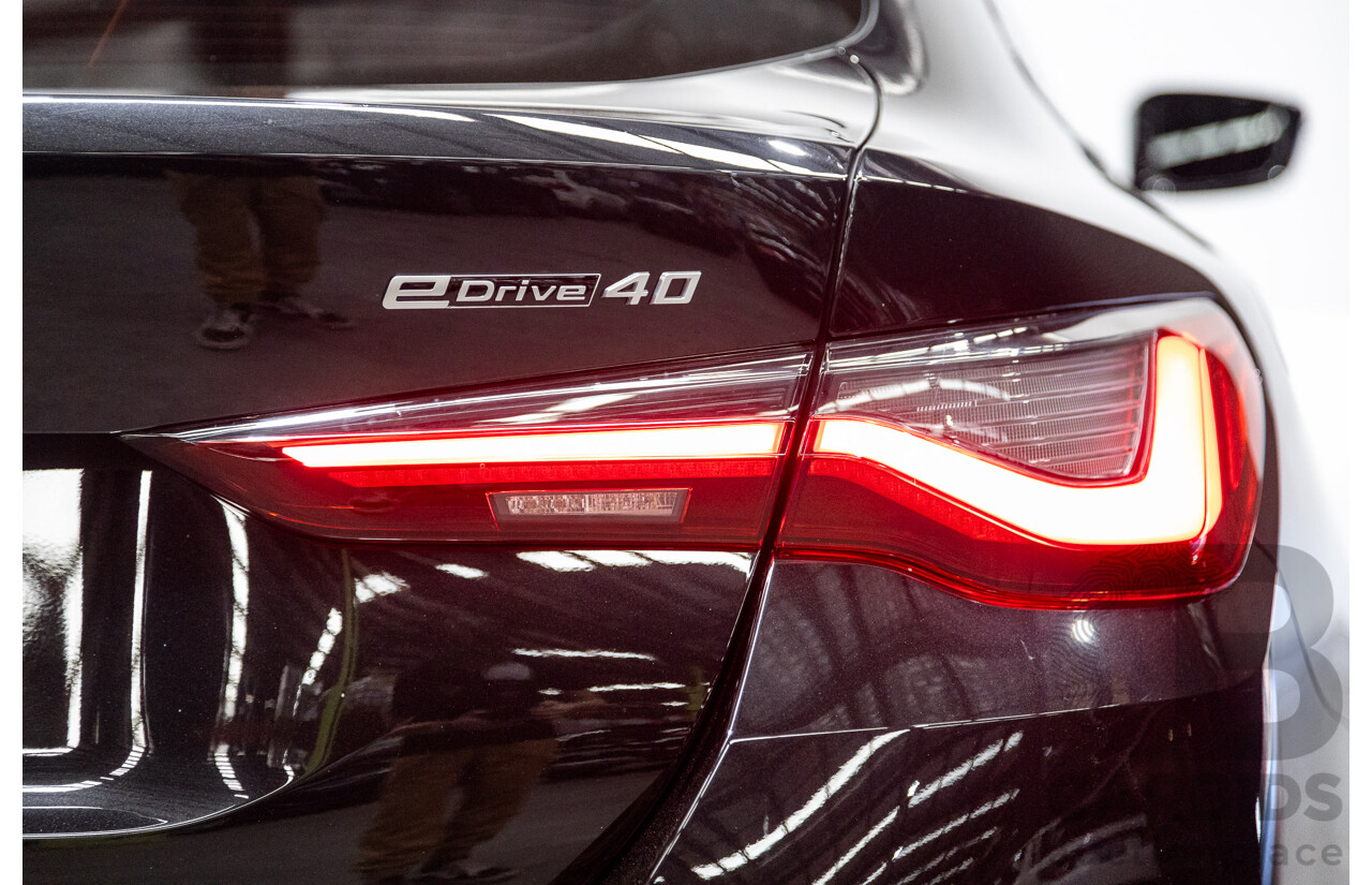 05/2022 BMW i4 eDrive40i M-Sport Gran Coupe G26 4D Coupe Black Sapphire Metallic Electric EV 250kw