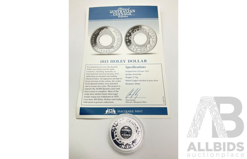 Macquarie Mint copy of Holey Dollar, copper enriched in pure silver, 28 grams.