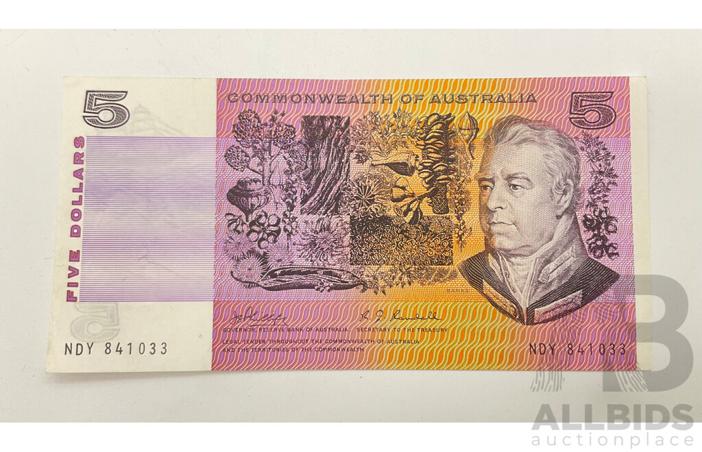 1969 $5 note, R203, NDY 841033, Phillips Randall A/UNC191