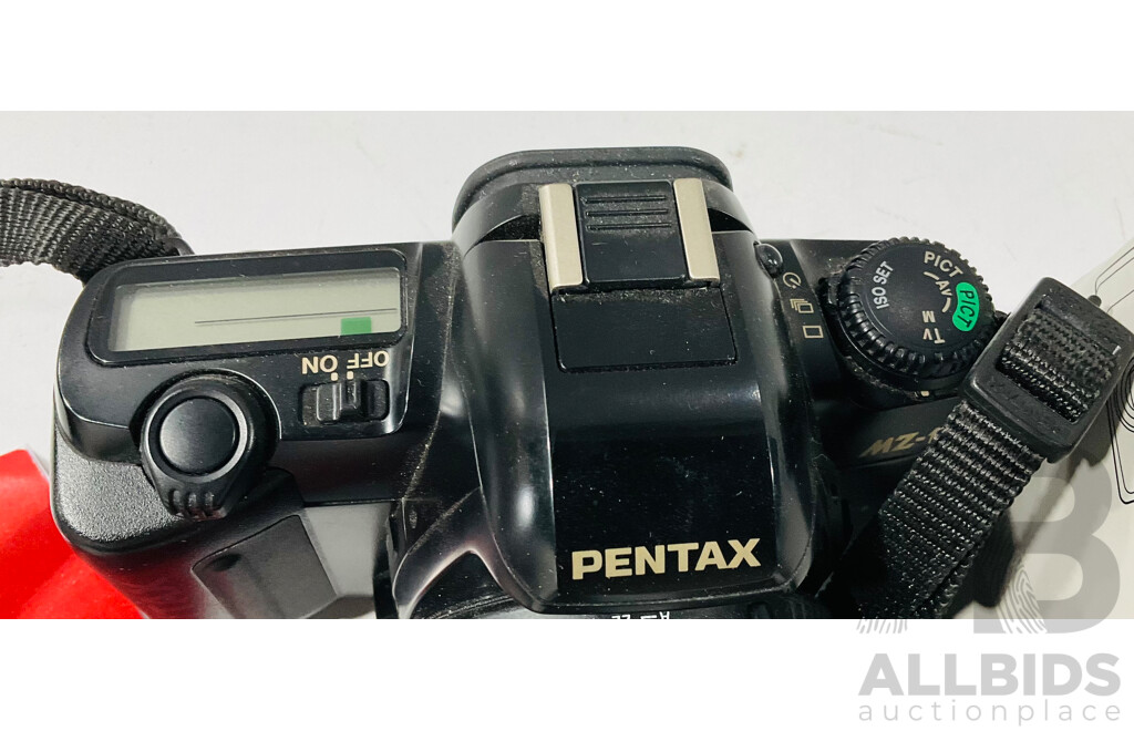 Pentax Espio 140M in Case Alongside Pentax MZ-10 with Unused Lithium Batteries and Film