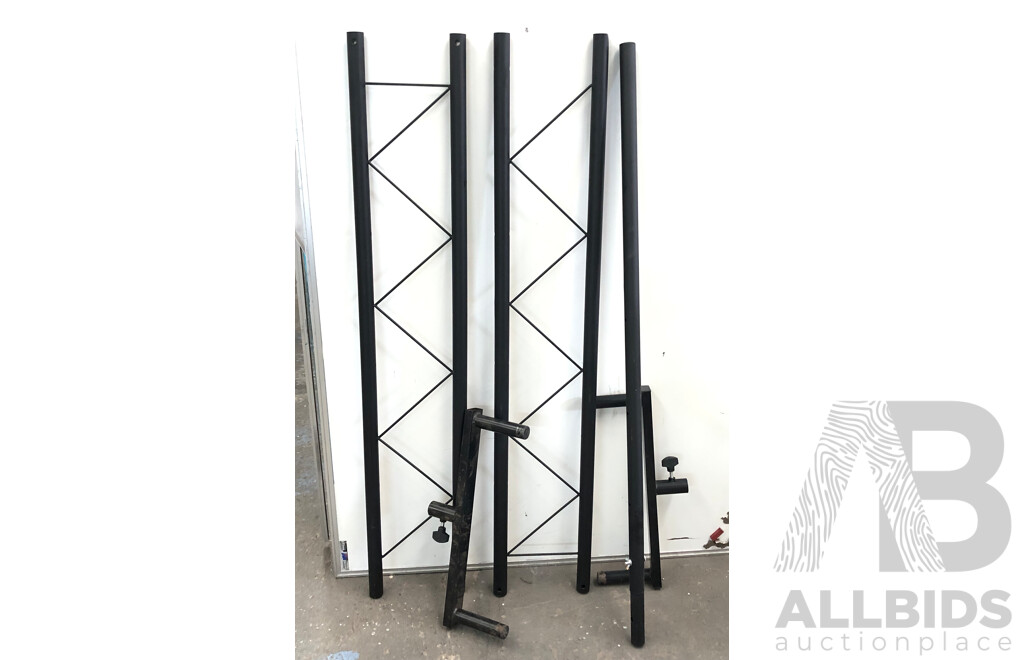 Large Assortment of Extendable Speaker and Light Stands with Attachments