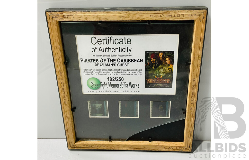 Pirates of the Caribbean Dead Man’s Chest Limited Edition Authentic Studio Reel Framed - Certificate of Authenticity Included