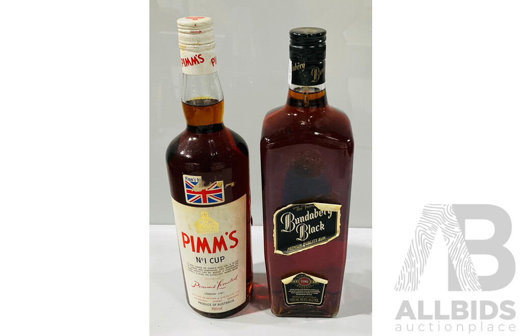 Duo of Bottle of Pimm’s No 1 Cup and Vat 14, 1986 Bundaberg Black Rum