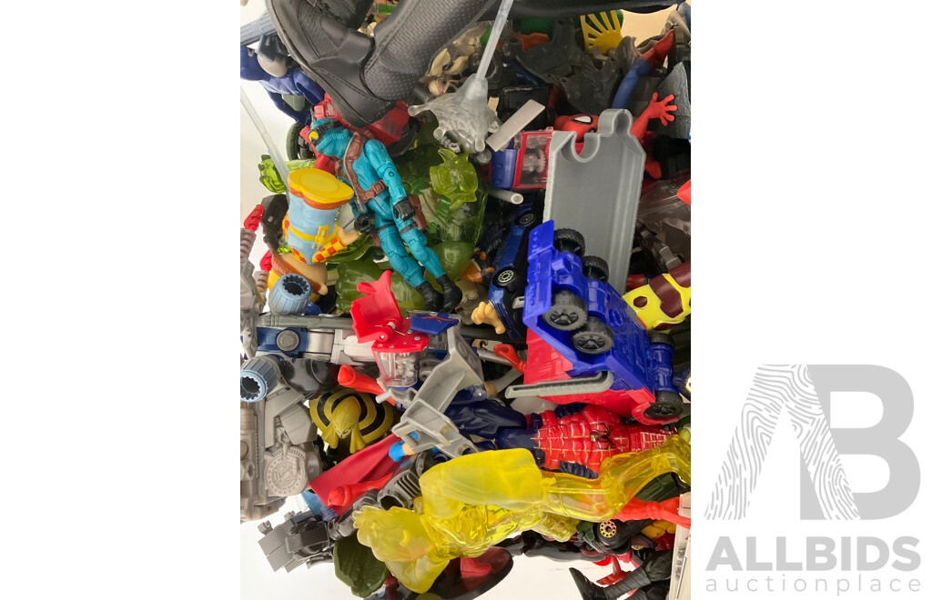 Quantity of Bionicle Lego with Instructions, Alongside Varied Superhero Figurines