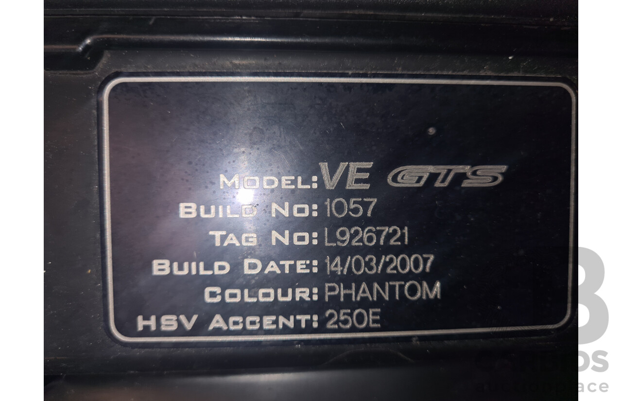 3/2007 Holden HSV GTS VE Series Build Number #1057 4d Sedan Phantom Black V8 6.0L - Modified