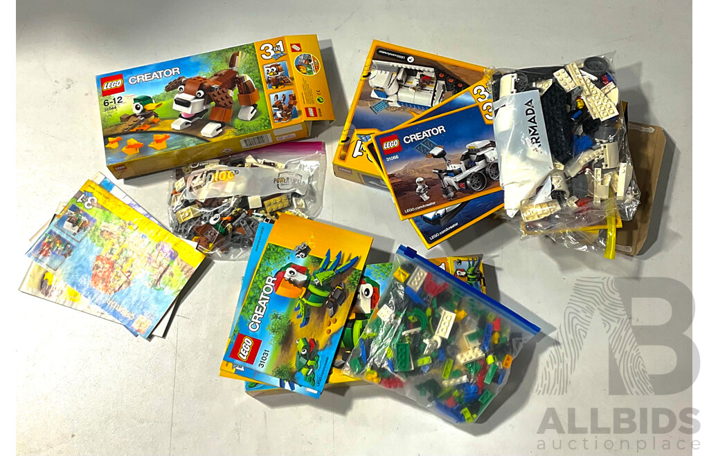 Three Retired Lego Sets, Creator 3 in 1 Sets, 31066, 31031 & 31044, All in Original Boxes