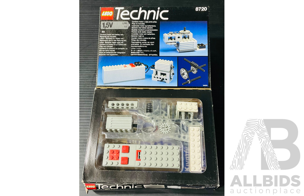 Four Vintage Retired Lego Sets, Technic Train Set 171, 4.5V Motor Set 103 , 9V Electric Motor Set 8720 & 8829 All in Original Boxes