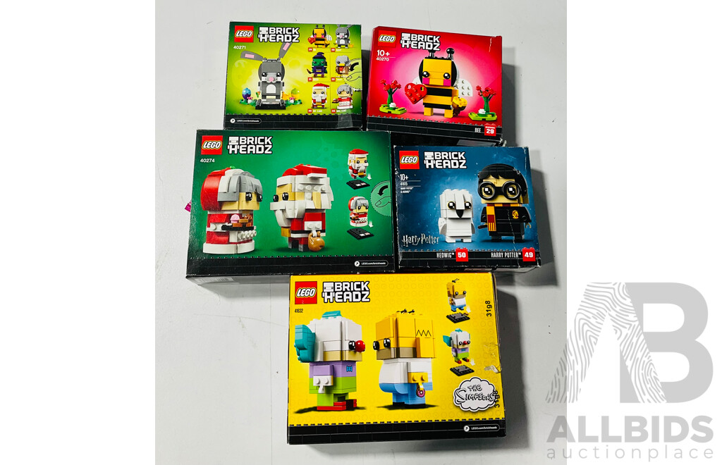 FIve Retired Lego Sets, Brick Headz 40274, 41632,  40270, 40271 & 41615, All in Original Boxes