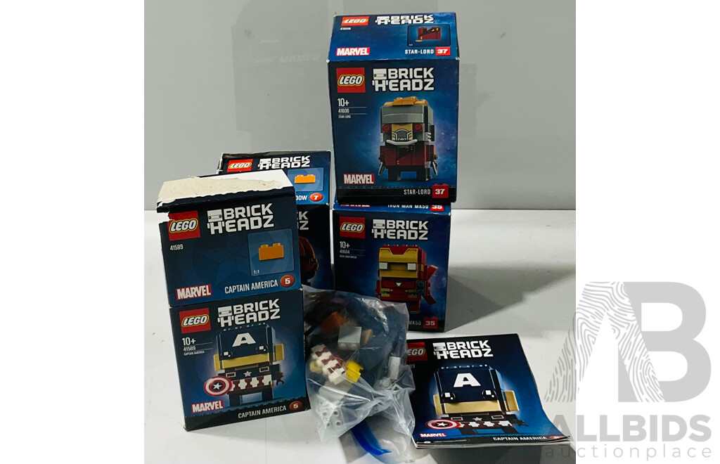 Collection of Four Marvel Lego Brickheadz