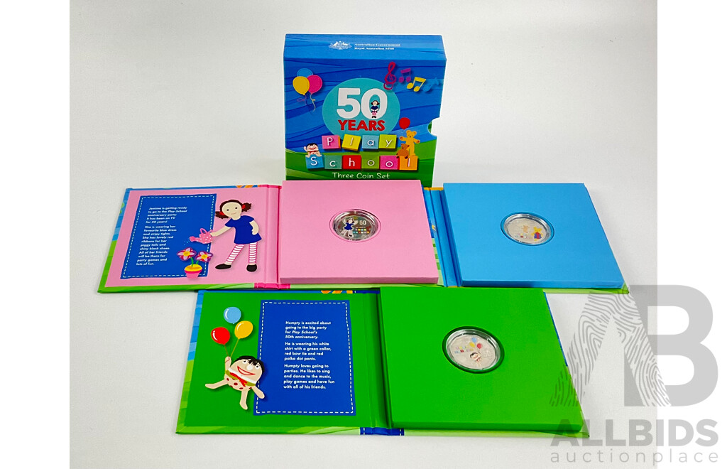 Australian RAM 2016 Three UNC Fifty Cent Coin Set, Fifty Years of Play School