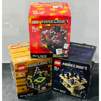 Three Retired Lego Sets, Minecraft 21105, 21106 & 21107, All in Original Boxes