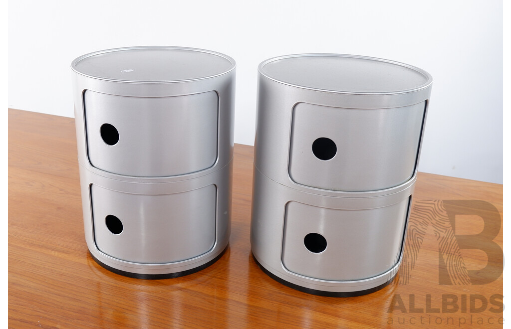 Pair of Retro Silver Bedside Cabinets