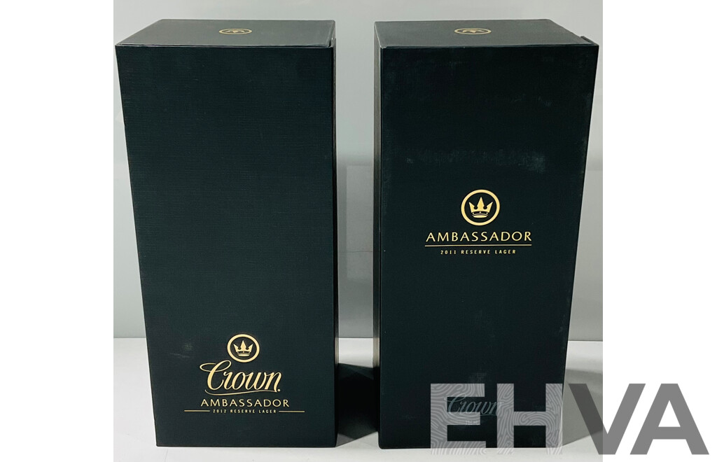 Boxed 2011 and 2012 Crown Ambassador Reserve Lager Beer